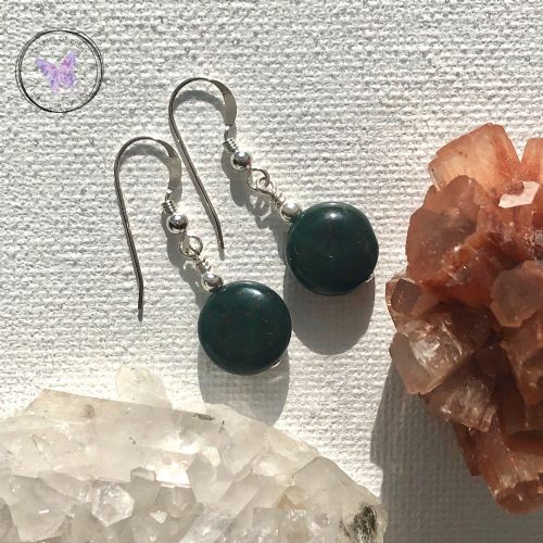 Bloodstone Coin Earrings